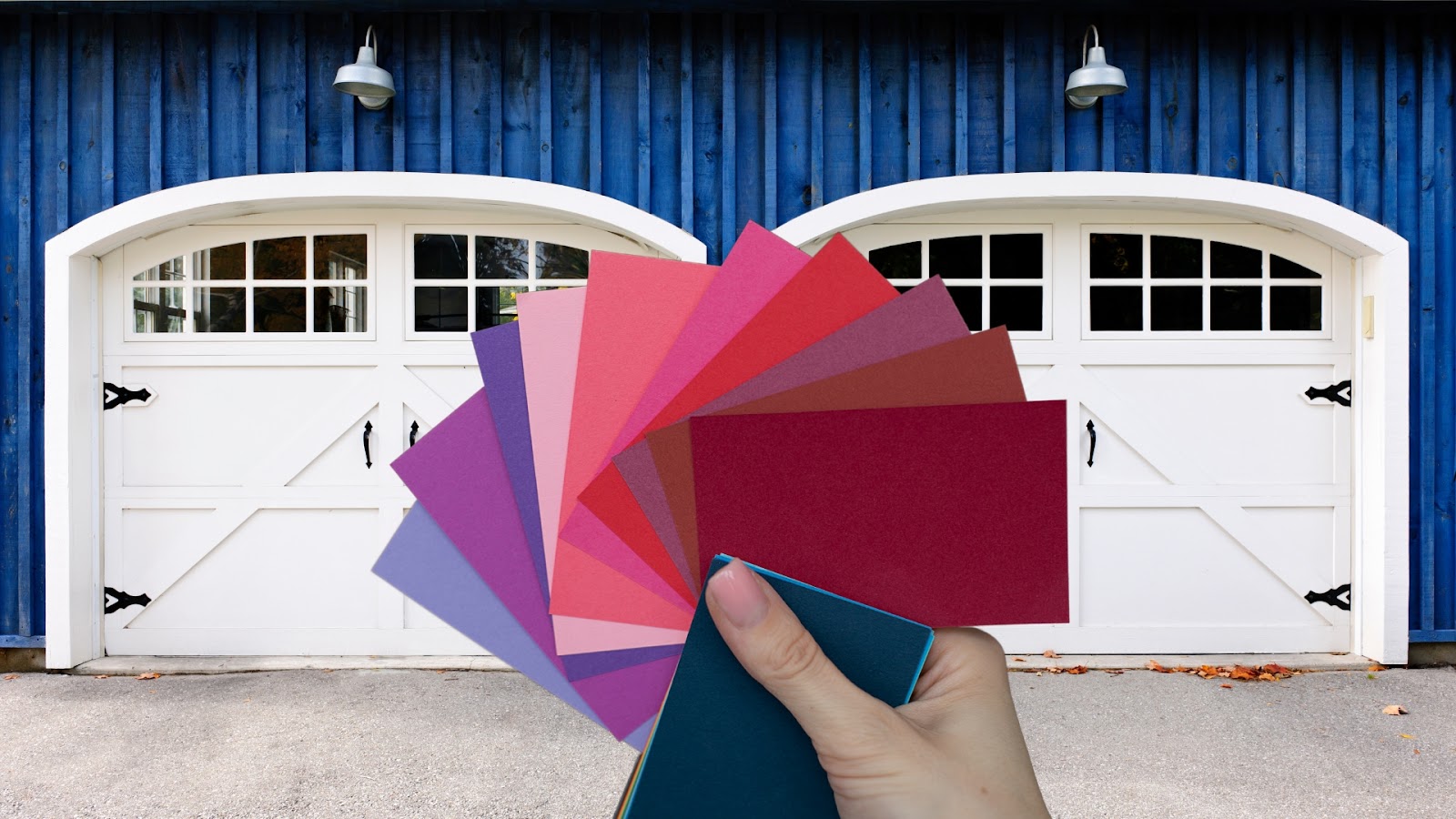 Choosing the perfect garage door color with swatches for a stylish home.