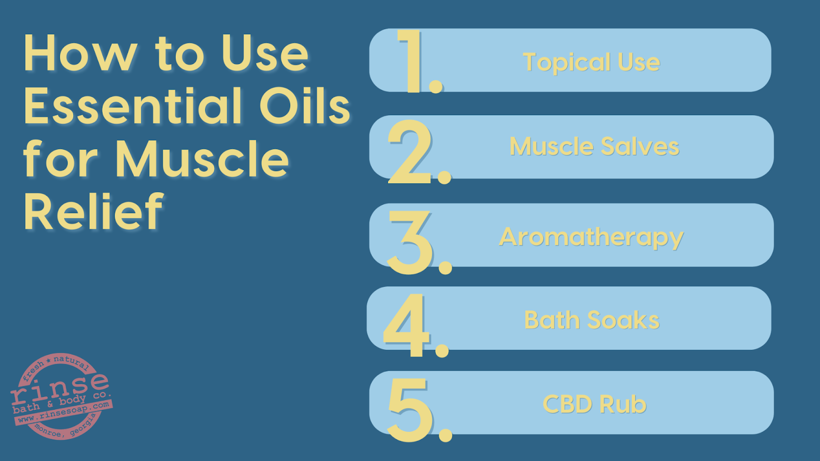 infographic showing how to use essential oils for muscle relief