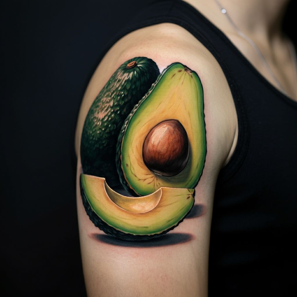 Realistic Avocado Tattoo