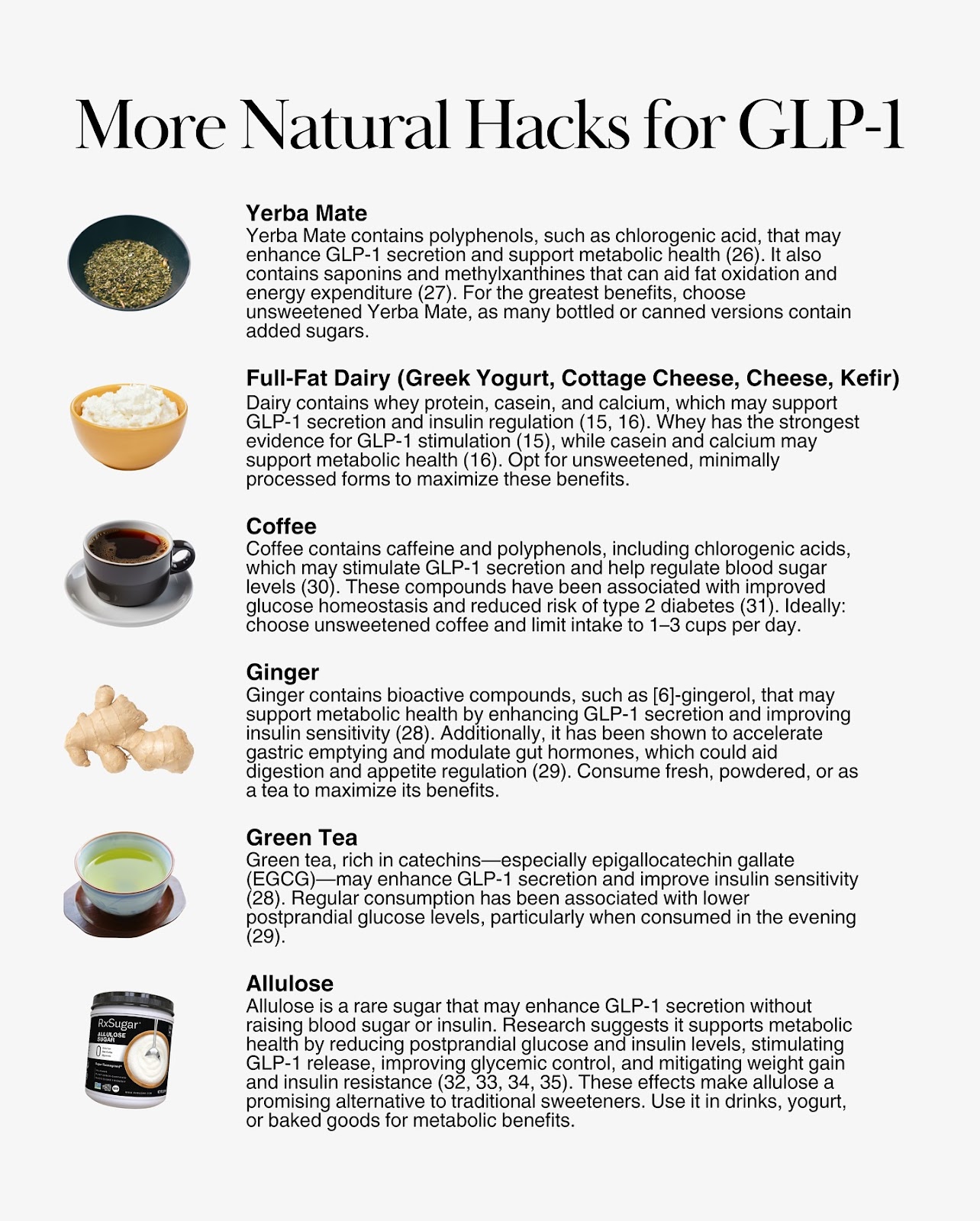 Natural GLP-1 boosters: coffee, yerba mate, ginger, full-fat dairy, green tea