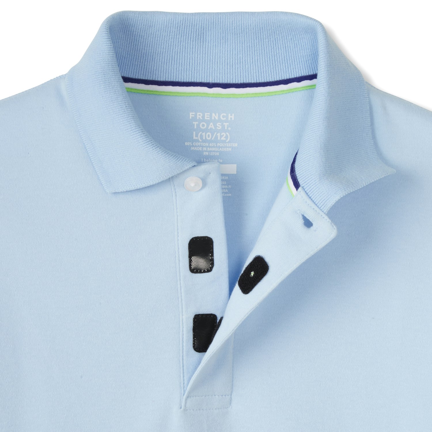 adaptive polo shirt with hook-and-loop placket closure