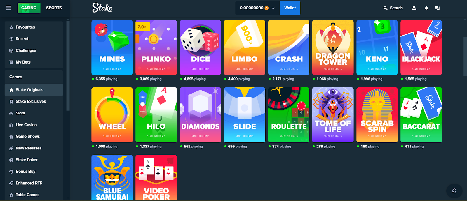 stake casino games