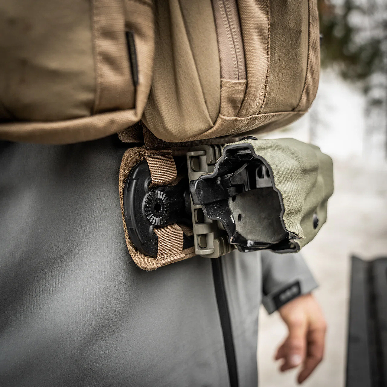 empty pistol holster attached to the Recon MOLLE Panel