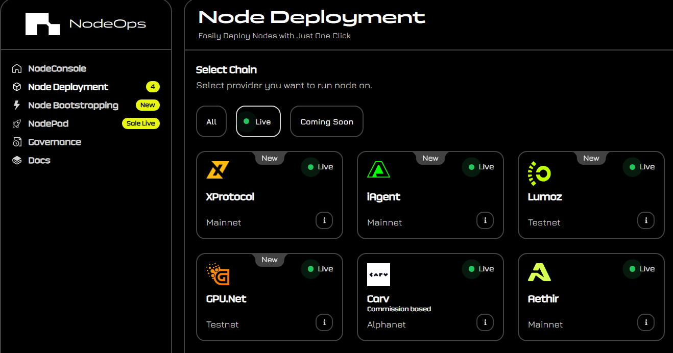 Node deployment live on NodeConsole