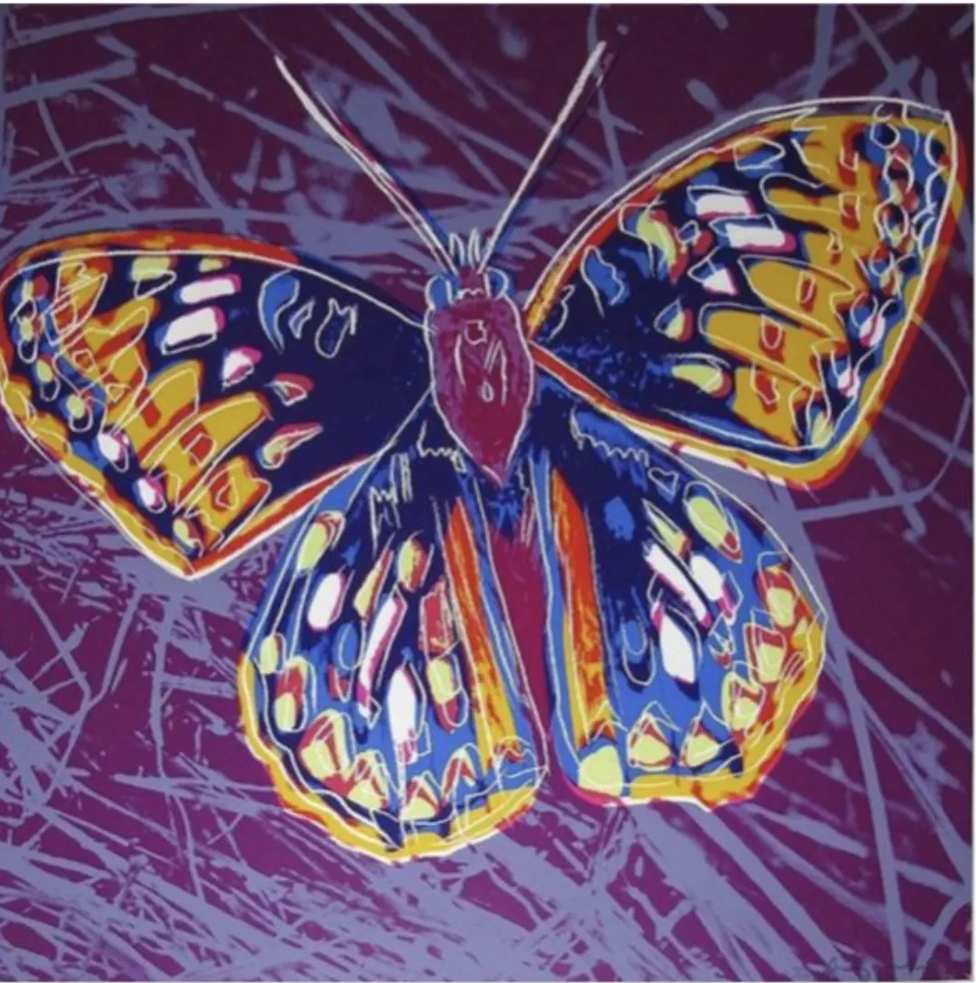 Among the most famous Andy Warhol animal prints, San Francisco Silverpot Butterfly is a brightly layered screenprint of the beautiful and endangered insect.