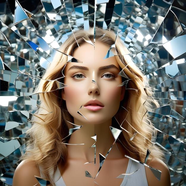 Portrait of a Woman with Broken Mirror Fractured Reality | Premium  AI-generated image