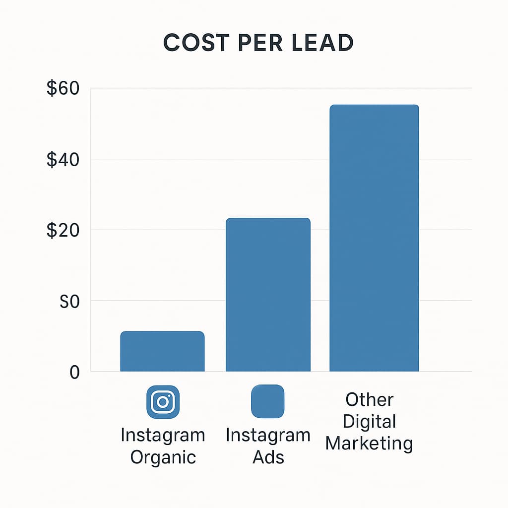 Home improvement lead generation cost comparison chart showing Instagram marketing ROI versus paid lead services for remodeling businesses.