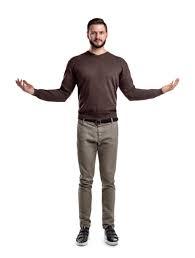 A Young Smart Looking Man Stands In Front View With Arms Widely Spread On  The Sides Stock Photo - Download Image Now - iStock