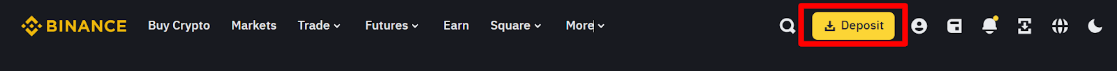 Navigate to the 'Deposit' button on Binance to start depositing funds into your account via cryptocurrency or fiat options.