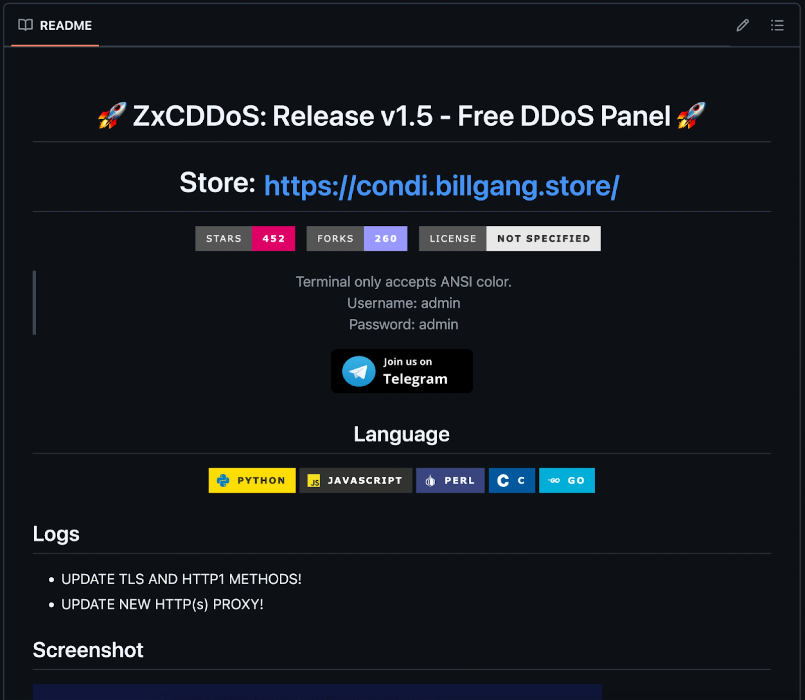ZxCDDoS GitHub repository README
