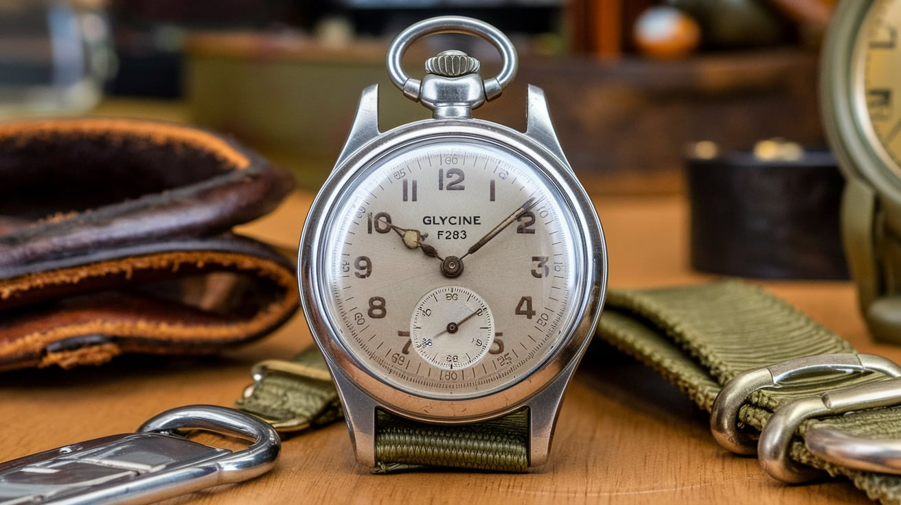 Glycine F283 military pocket watch WW2 period 1940s