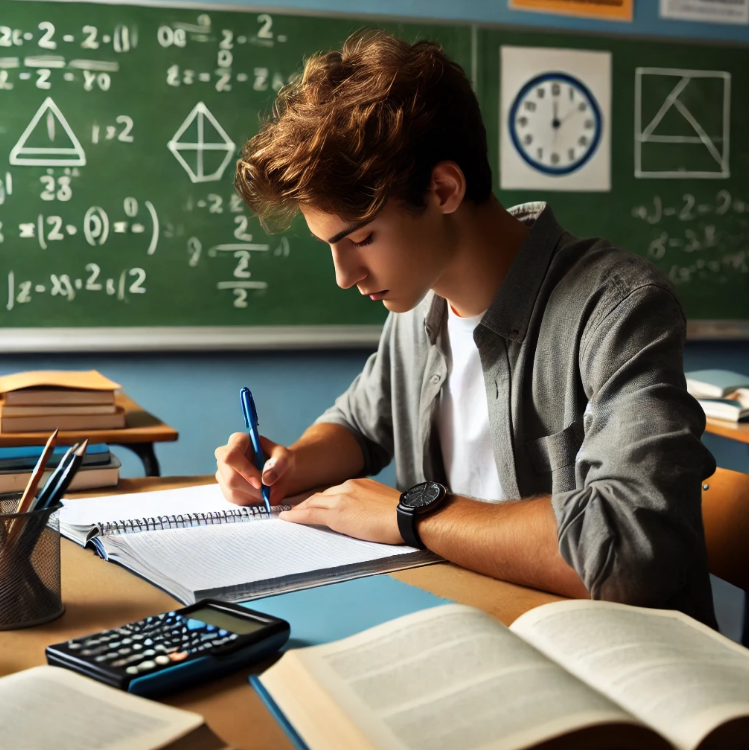 10th-grade student solving math problems