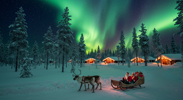 Celebrate Christmas in Lapland, where reindeer sleigh rides, snowmobile safaris, and the Northern Lights offer an unforgettable holiday experience.