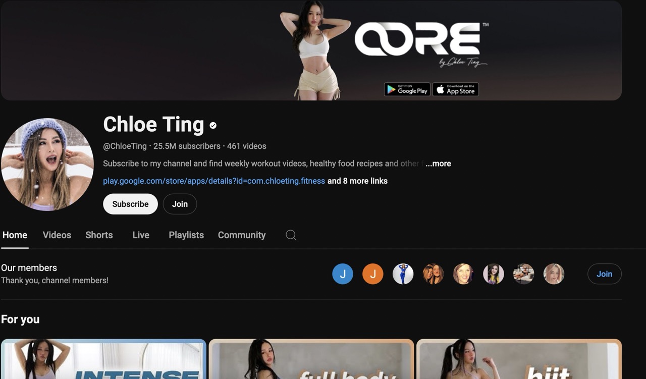 A screenshot of Chloe Ting homepage