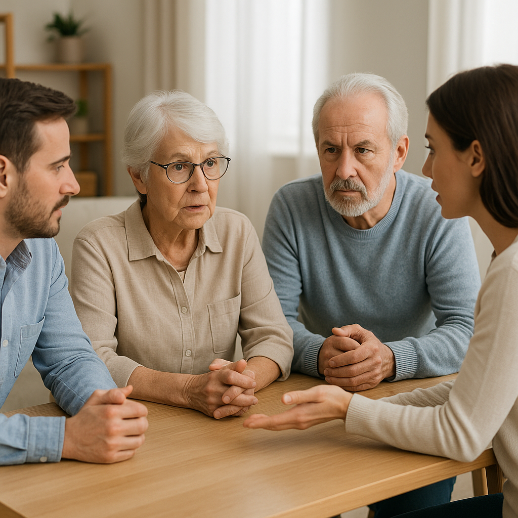 Family members discussing care options