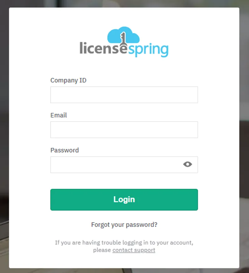 End-User Portal Login Screen