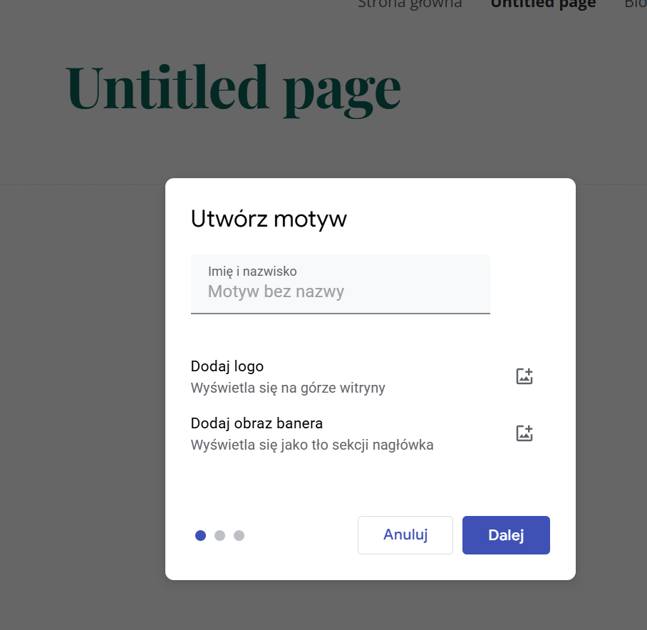Tworzenie witryny z Google Sites. Tworzenie motywu.
