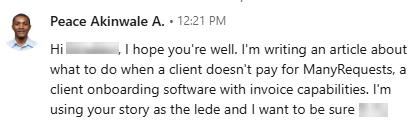 A cold DM to an expert whose story I used in an article