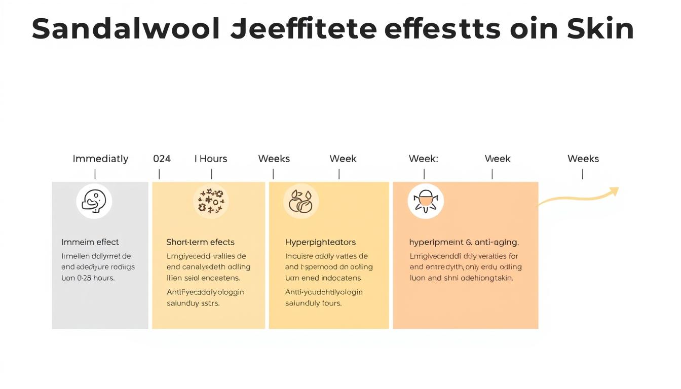 Timeline showing how long sandalwood takes to work on skin for different concerns