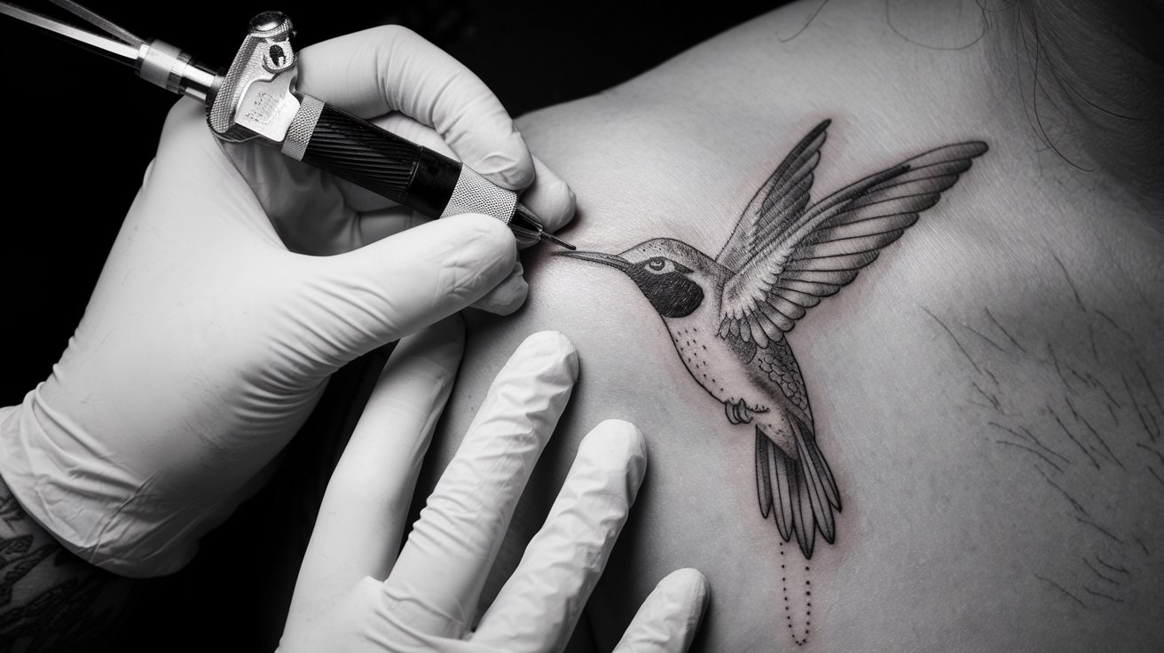 Hand-Poke Hummingbird Tattoos