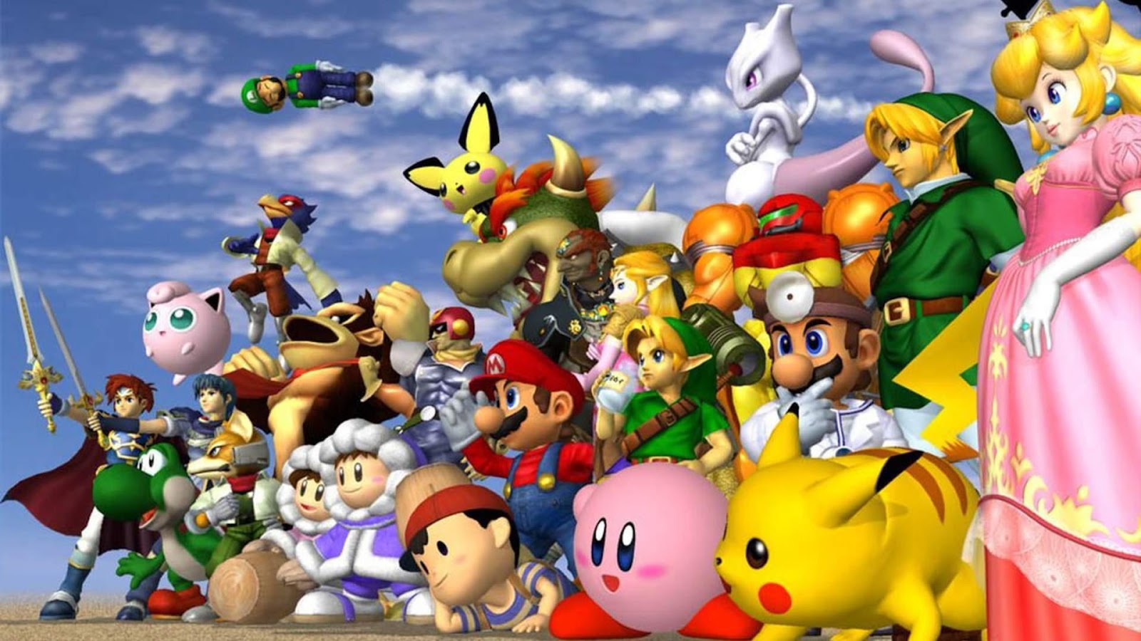 Official image of Super Smash Bros. Melee with its characters