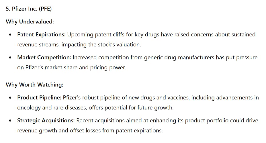 ChatGPT recommends PFE stock