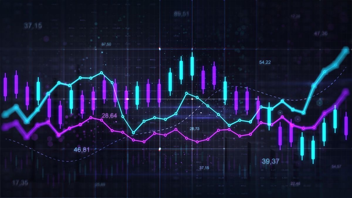 Digital image of chart pattern in blue and purple 