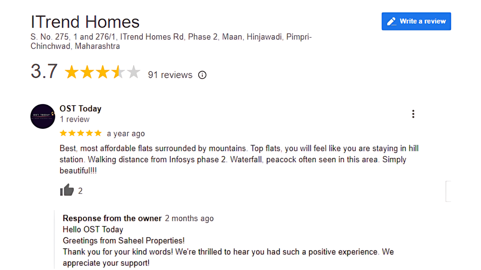 Check out the Itrend home reviews on Google.