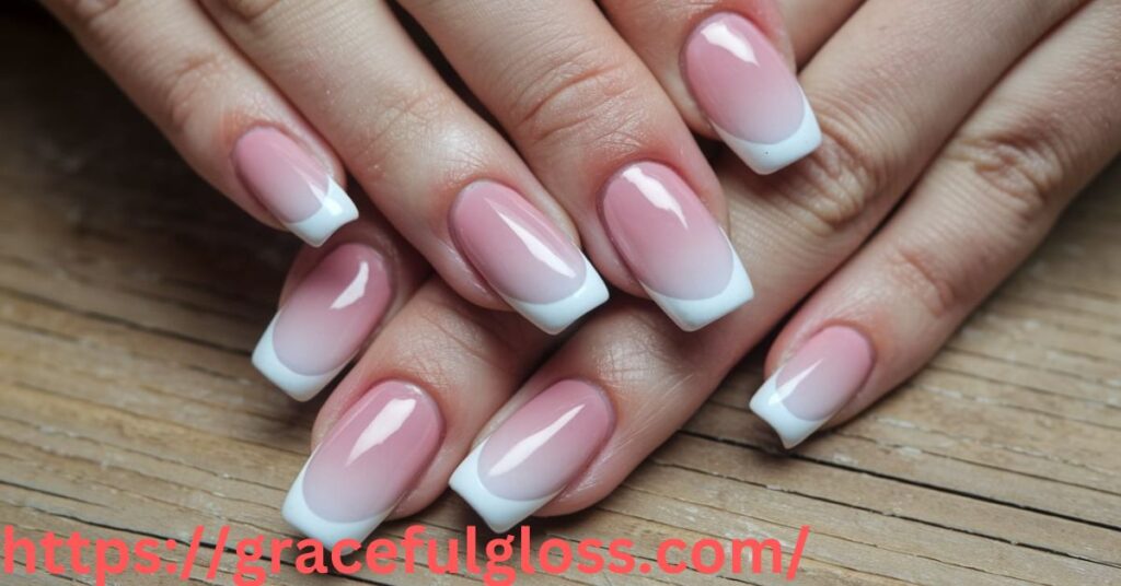 Long French Manicure with Ombre Tips