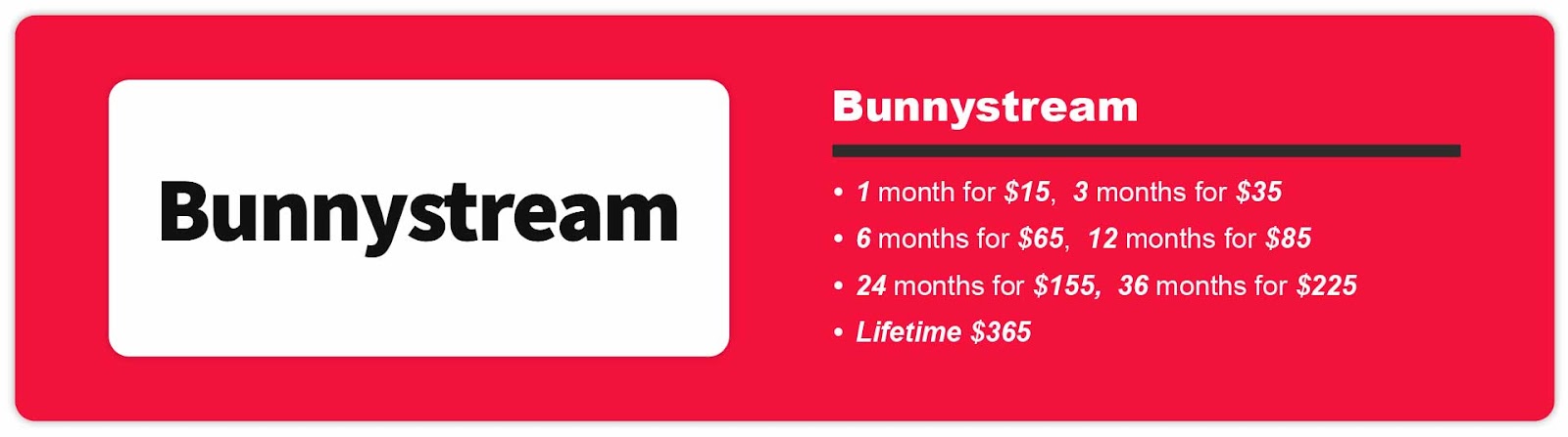 Bunnystream Pricing