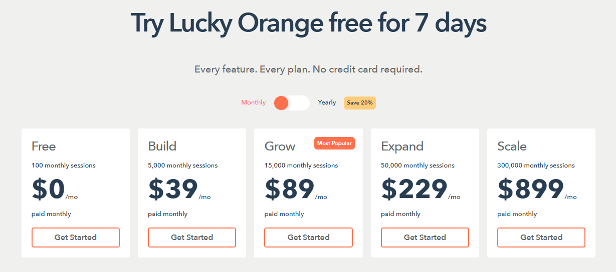 Lucky Orange pricing