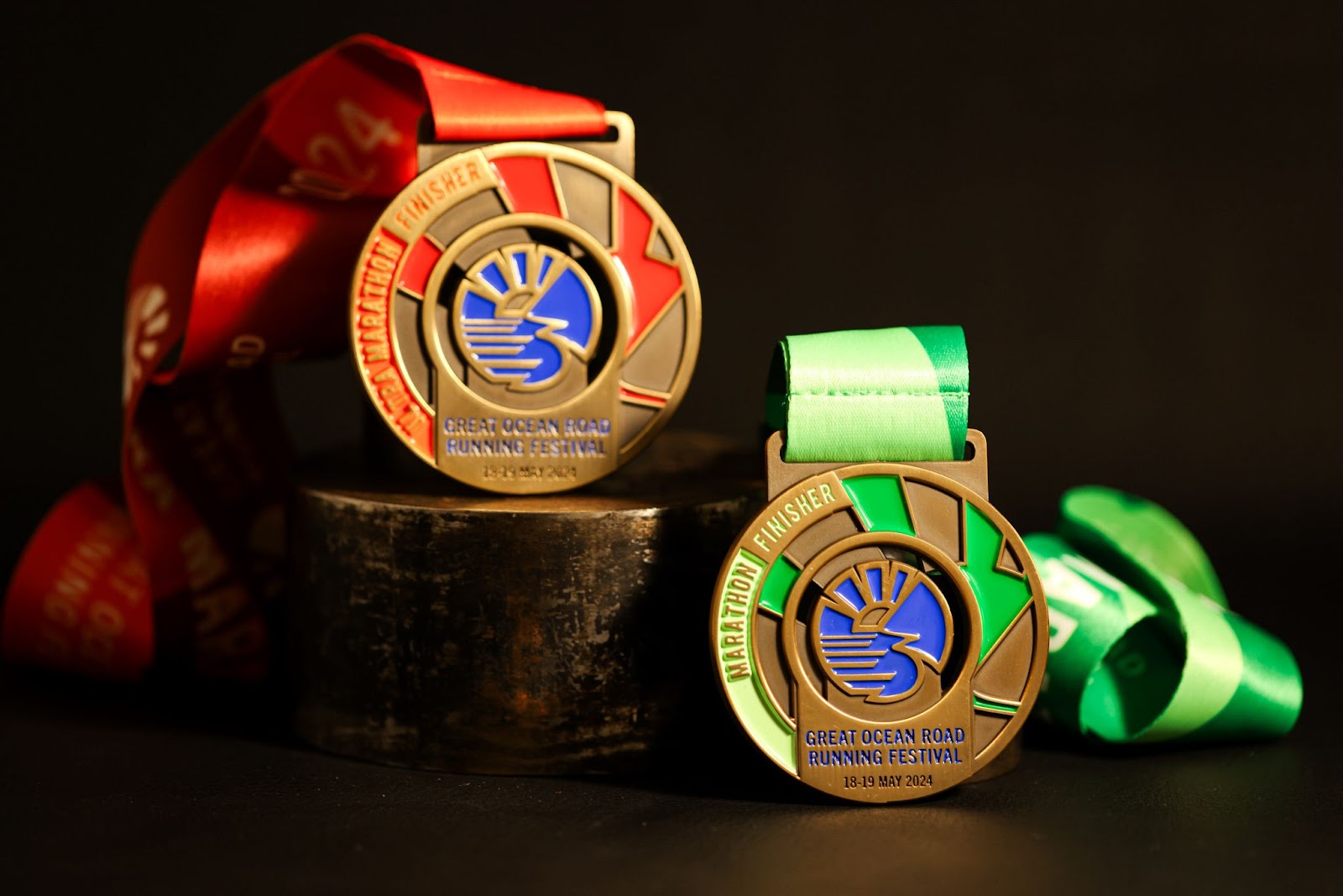 Custom Great Ocean Road Running Festival medals.