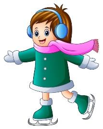 Premium Vector | Cartoon girl playing ice skates with listening music