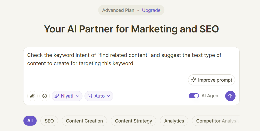 Use SEO AI Agent to find the right keyword intent you need to create content for