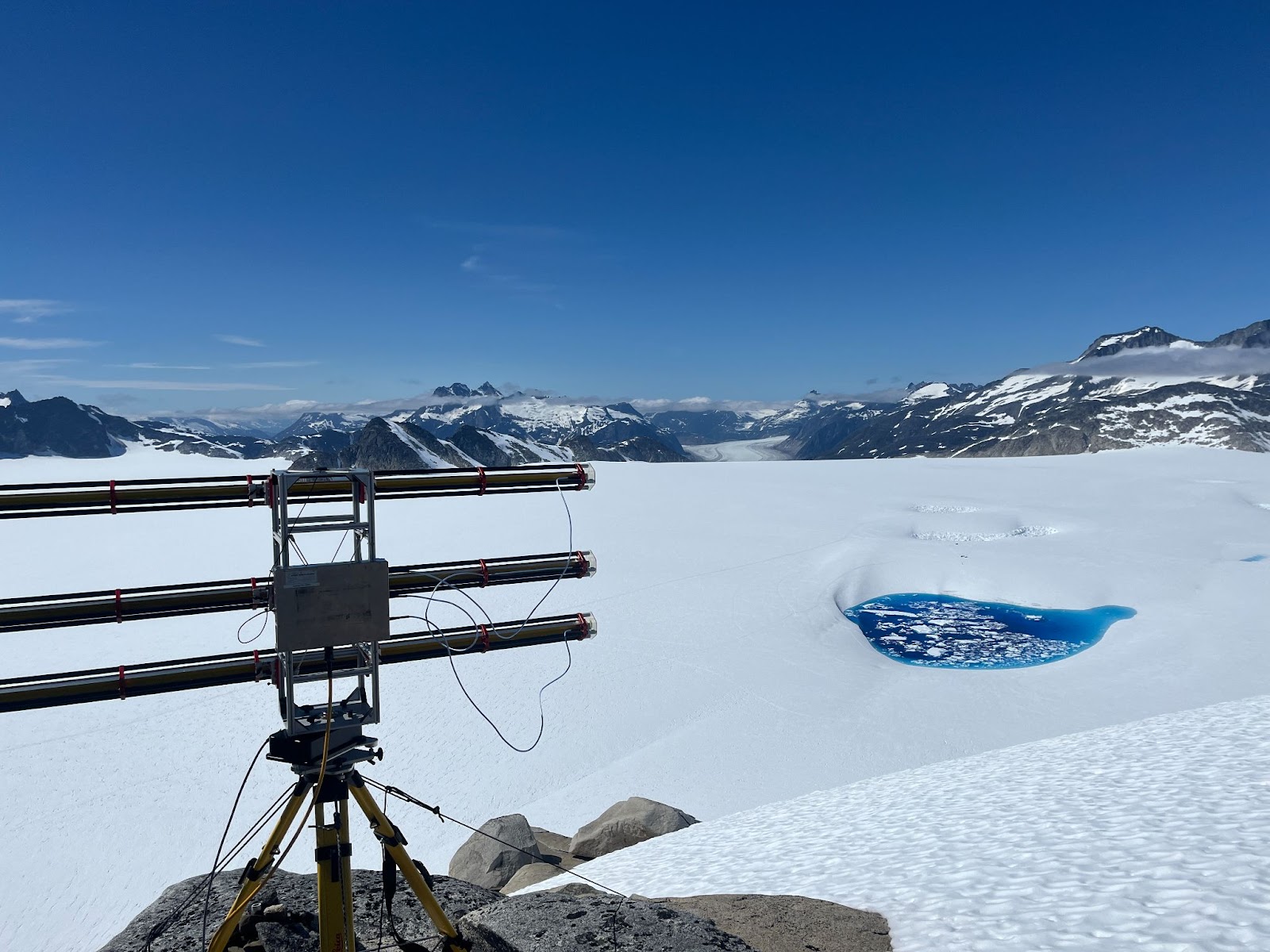 A Terrestrial Radar Interferometry (TRI) station overlooking Echo Glacier — a field site used by NASA as an analog environment to the moon Europa.