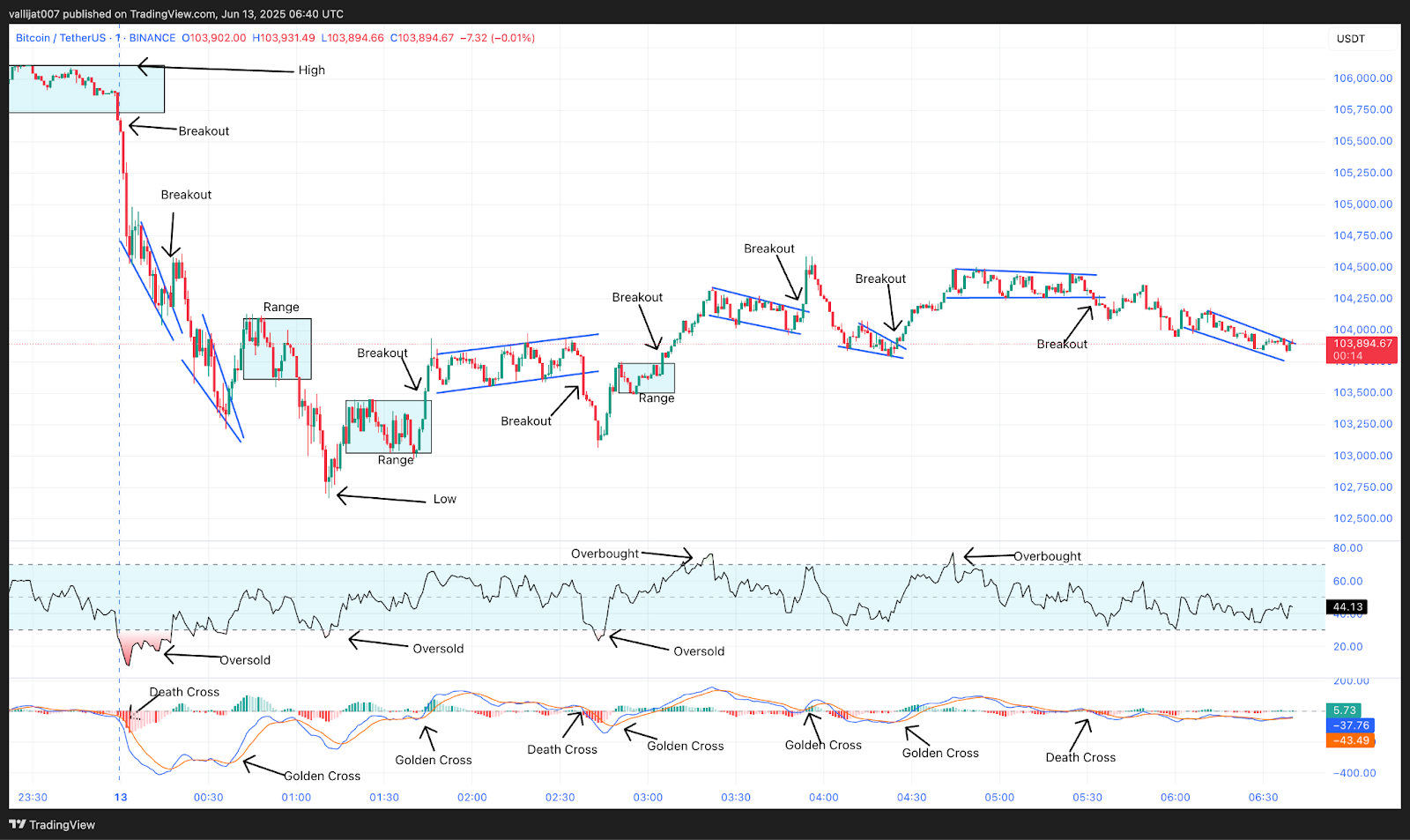 Chart 20: BTC/USDT M1 Chart, Analysed by vallijat007, published on TradingView, June 13, 2025
Bitcoin price