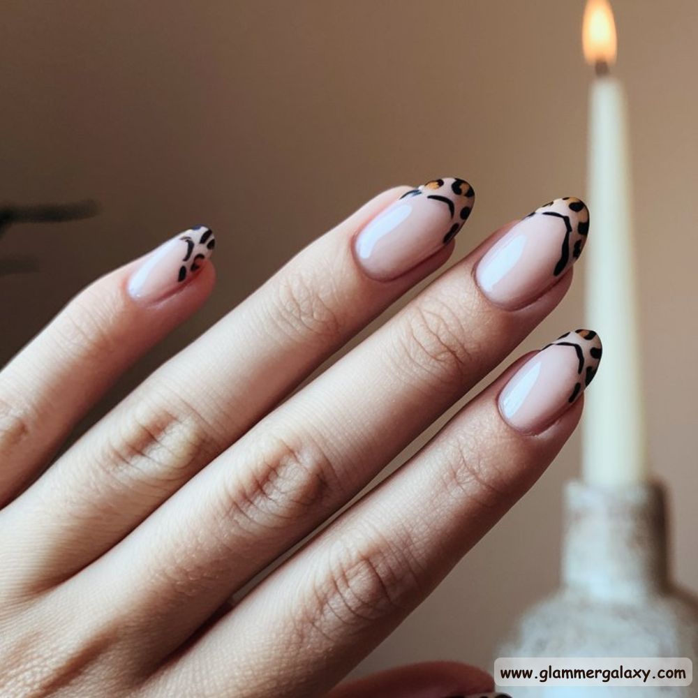 Almond Shaped Nails having Leopard Pattern Frenchie's