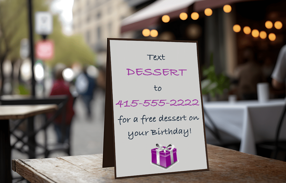 Free birthday gift via SMS example