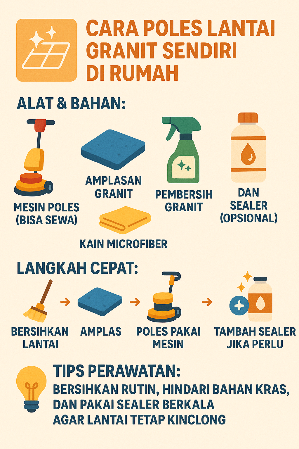 Cara Poles Lantai Granit Sendiri di Rumah