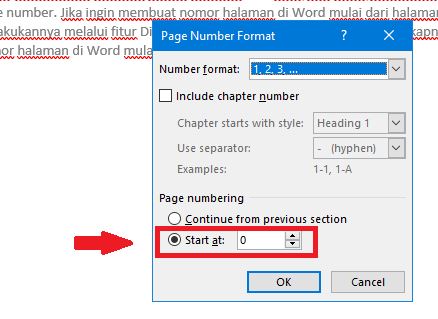 Pada opsi “Start At” silahkan pilih angka “0”. 