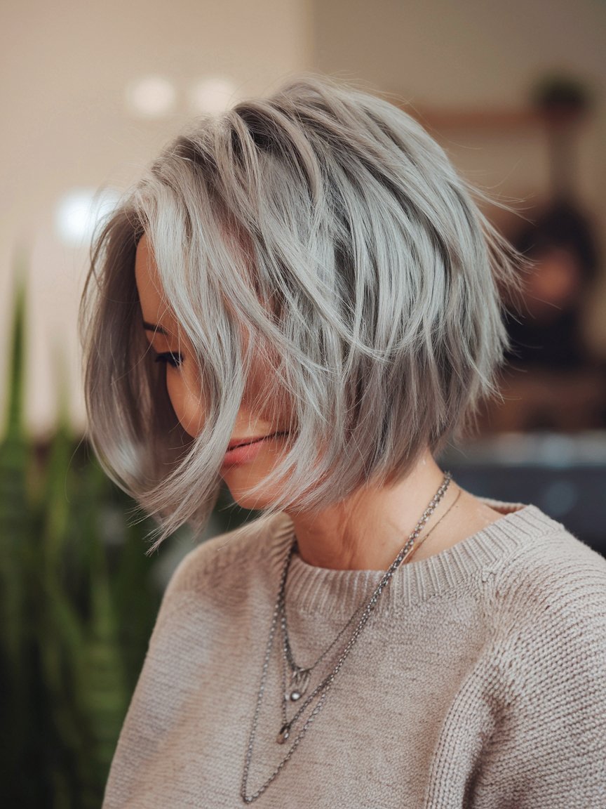 18. Short Wispy Layered Bob