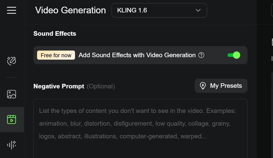 Negative prompting on Kling AI