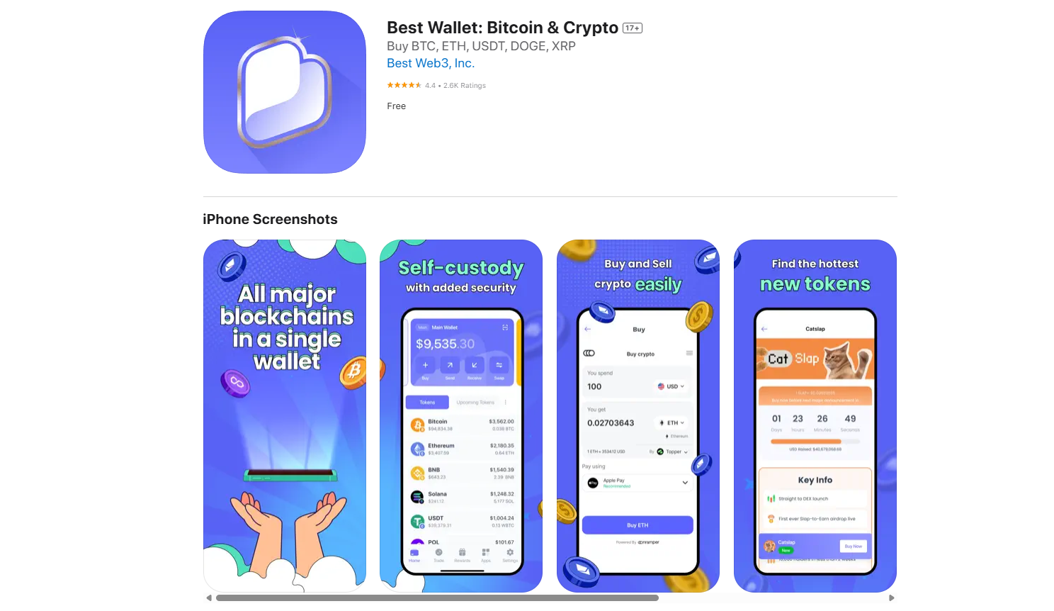 Download de non-custodial wallet via iOS of Android