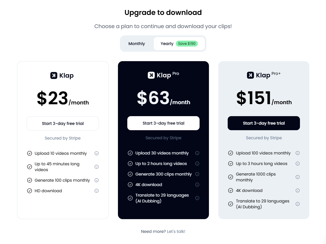 KLAP Pricing