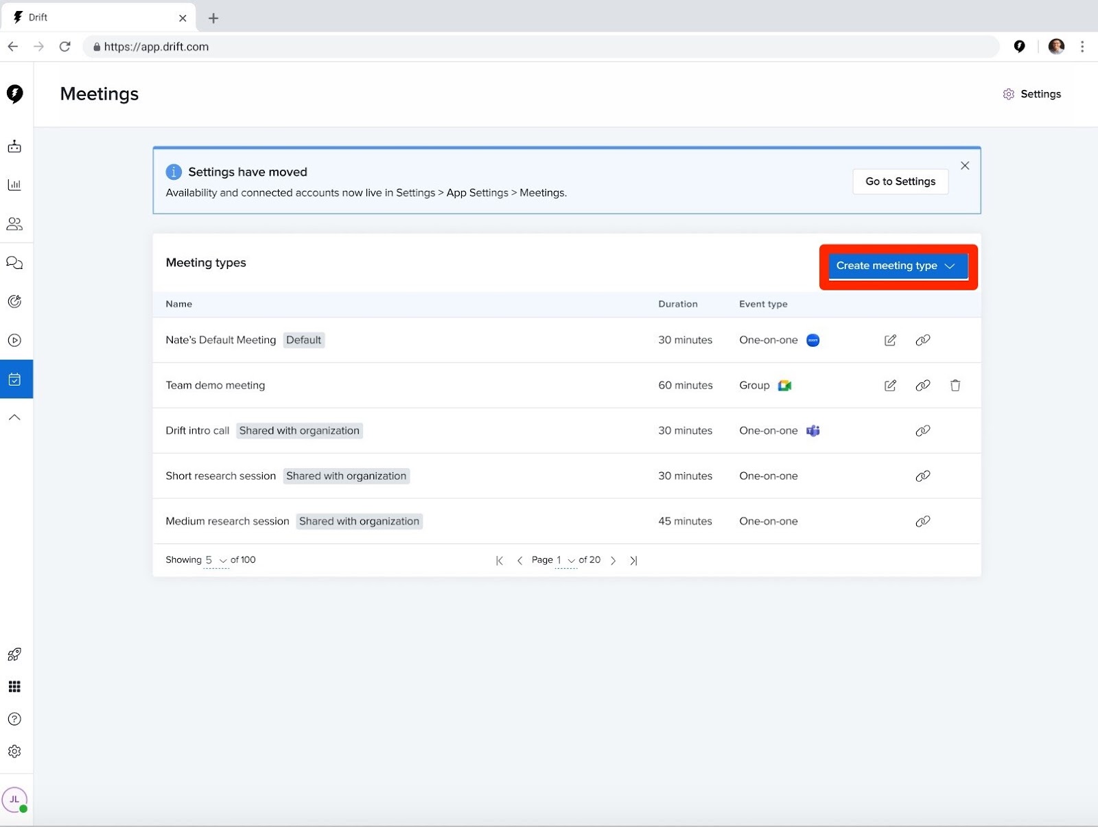 Drift Meeting Scheduling Tool