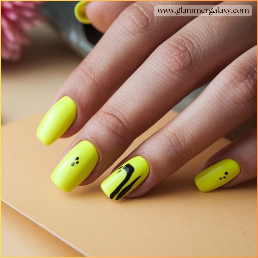 Hot summer nails having Electric yellow: Perfect for festival season