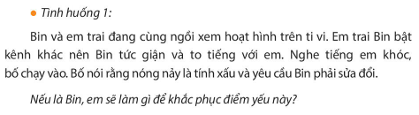 BÀI 9. PHÁT HUY ĐIỂM MẠNH, KHẮC PHỤC ĐIỂM YẾU CỦA BẢN THÂNKHỞI ĐỘNGCâu hỏi: Quan sát tranh và trả lời câu hỏi:- Vì sao Thỏ rủ thi chạy còn Rùa lại rủ thi bơi?- Em nhận ra bài học gì từ Rùa và Thỏ?Đáp án chuẩn:- Thỏ rủ thi chạy còn Rùa lại rủ thi bơi vì Thỏ có sở trường là chạy nhanh còn Rùa có điểm mạnh là bơi giỏi.- Bài học rút ra: Chúng ta nên rèn luyện để phát huy điểm mạnh và khắc phục điểm yếu của bản thân.KIẾN TẠO TRI THỨC MỚICâu 1: Quan sát tranh và cho biết bạn nào trong tranh biết phát huy điểm mạnh, khắc phục điểm yếu?Đáp án chuẩn:Các bạn trong tranh 1 và 3 biết phát huy điểm mạnh, khắc phục điểm yếuCâu 2: Các bạn trong tranh đã phát huy điểm mạnh, khắc phục điểm yếu của bản thân bằng cách nào?Kể thêm các cách khắc phục điểm mạnh, khắc phục điểm yếu của bản thân?Đáp án chuẩn:Tranh 1: Lập kế hoạch.Tranh 2: Thực hành nhiều lần.Tranh 3: Tích cực phát biểu và vui chơi cùng bạn bè Tranh 4: Tham gia hội thi văn nghệ LUYỆN TẬPCâu 1: Đưa ra lời khuyên để giúp bạn rèn luyện phát huy điểm mạnh, khắc phục điểm yếu?Đáp án chuẩn:- Tranh 1: Khuyên bạn có thể nhắc lại, sử dụng sơ đồ tư duy, ghi chú,...để nhớ tốt hơn- Tranh 2: Khuyên bạn nên mạnh dạn đăng kí tham gia câu lạc bộCâu 2: Xử lí tình huống:Đáp án chuẩn:- Tình huống 1: Em sẽ học cách để nhẫn nại hơn với em, cố gắng bình tĩnh để giải quyết vấn đề một cách nhẹ nhàng nhất.- Tình huống 2: Em sẽ chăm chỉ luyện tập, kể cho người thân, nhờ cô giáo đánh giá và góp ý,...VẬN DỤNG