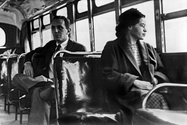 Rosa Parks sitting on bus