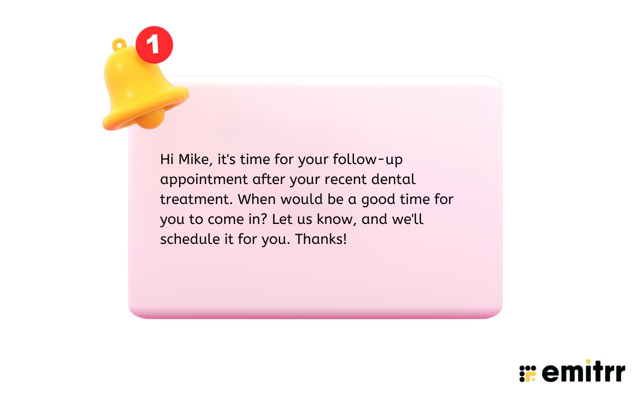 Dental follow-up SMS templates