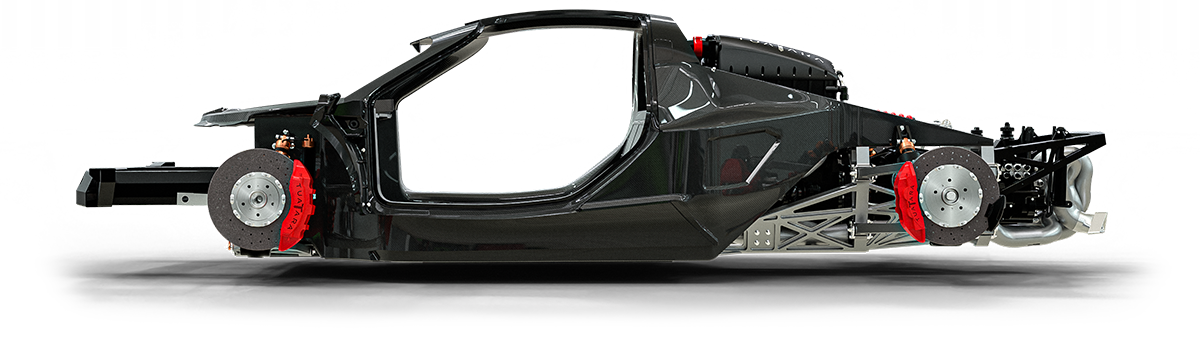 Monocasco de fibra de carbono con todos los subconjuntos integrados del SSC Tuatara, (Fuente: sscnorthamerica). 